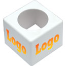 CANFORD BADGE MICRO plastique, carré, blanc, 1x logo sur 4 faces (indiquer les détails)