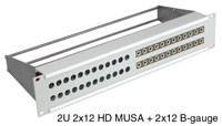 CANFORD PANNEAU DE CONNEXION MUSA HD/GPO, 2x 12 MUSA HD + 2x 12 jacks GPO, gris clair