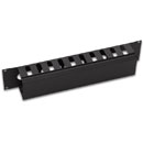 CANFORD PANNEAU GESTIONNAIRE DE CABLES horizontal, 10 "canaux", avec couvercle, 2U, noir
