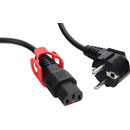 IEC-LOCK CORDON SECTEUR IEC-Lock+ femelle C13 - SCHUKO, 1m, noir