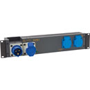 EMO C612S DISTRIBUTEUR SECTEUR entrée IEC 16A, 2x Schuko, 16x IEC 6A et 2x prises UK 13A, arr.