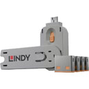 LINDY 40453 PORT BLOCKER KIT USB-A, 1x key, 4x locks, orange