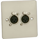 CANFORD PLAQUE DE CONNEXION GB 1-gang, 2x XLR femelle, nickel satiné