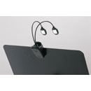 K&M 12270 TWIN HEAD LAMPE COL DE CYGNE pince ressort, alim.secteur/piles, 2x 4 LED, 2x 1400 lux