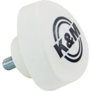 K&M 01-82-763-57 BOUTON DE SERRAGE M8 x 16/33mm, avec logo K&M, blanc