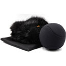 BUBBLEBEE SPACER BALL M WINDSHIELD With Long-Haired Fur Cover, 100mm diameter, 21-22mm mount, black