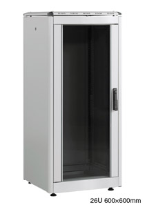 LANDE ES3626626/G-L ARMOIRE RACK 26U, larg.600, prof.600, gris, assemblée