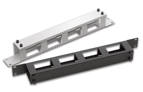 CANFORD PANNEAU GESTIONNAIRE DE CABLES horizontal, 4 "canaux", avec couvercle, 1U, noir