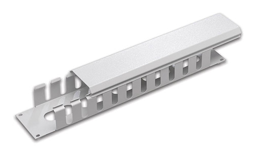 CANFORD PANNEAU GESTIONNAIRE DE CABLES horizontal, 10 "canaux", avec couvercle, 2U, gris