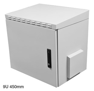 LANDE ES4554509/G-L ARMOIRE RACK MURALE IP55, 9U, prof.450, porte en acier, gris