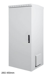 LANDE ES4554526/G-L ARMOIRE RACK MURALE IP55, 26U, prof.450, porte en acier, gris