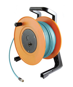 CANFORD CDP266SDVLT CABLE SUR ENROULEUR avec 1x BNC femelle, câble SDV-L 50m turquoise vers BNC mâle