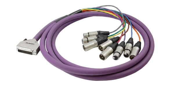 CANFORD CORDON D-SUB EPANOUIS 25pts mâle vers 4x XLRM et 4x XLRF, 3m