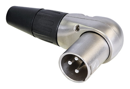 REAN RC3MR FICHE MÂLE XLR corps nickel, contacts plaqué argent, coudé, 3pts