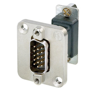 NEUTRIK NADB15MF SUB-D 15pts mâle-femelle, install.panneau, dos-à-dos, nickel