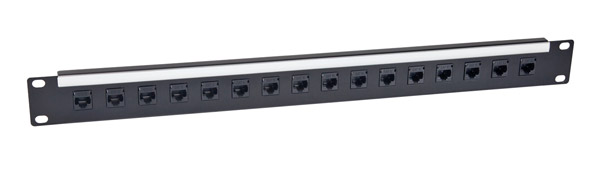 CANFORD PANNEAU DE CONNEXION RJ45 CAT6 économique, 1U, 1x16, traversant, non blindé, noir