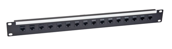 CANFORD PANNEAU DE CONNEXION RJ45 CAT6 économique, 1U, 1x16, IDC, non blindé, noir