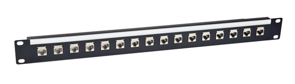 CANFORD PANNEAU DE CONNEXION RJ45 CAT6A économique, 1U, 1x16, traversant, blindé, noir