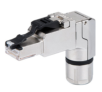 TELEGARTNER J00026A4001 CONNECTEUR RJ45 pour raccordement sur site Cat6A, coudé, blindé