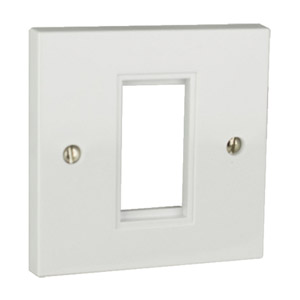 RPP EASYCLIP DE302 PLAQUE D'HABILLAGE 1gang, 1/2 mod., plast. blanc, coins carrés, borne de masse