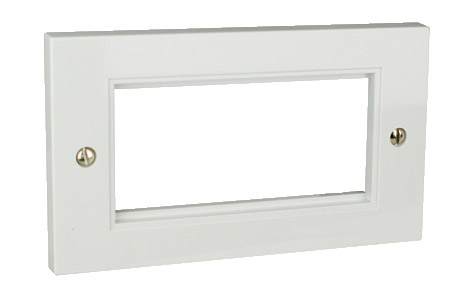 RPP EASYCLIP DE334 PLAQUE D'HABILLAGE 2gang, 2x mod., plast. blanc, coins carrés, borne de masse