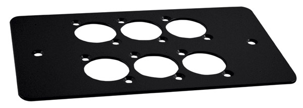 CANFORD F6B PLAQUE DE CONNEXION 2-gang, 6 découpes de montage, noir