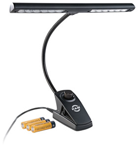 K&M 12295 LAMPE COL DE CYGNE À VARIATEUR pince ressort, alim.secteur/piles, 2x 6 LED