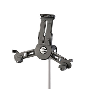 K&M 19795 SUPPORT POUR TABLETTE montage fileté 3/8", pour dim.63-242mm x 102-189mm, noir