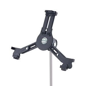K&M 19790 SUPPORT POUR TABLETTE montage fileté 3/8", pour dim.222-334mm x 128-232mm, noir