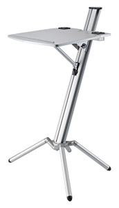 K&M 12386 PUPITRE OVATION PRO connections XLR intégrées, plateau 550 x 134mm, argent