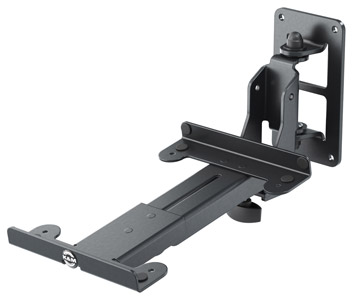 K&M 24166 SUPPORT D'ENCEINTE mural, charge max.15kg, serrage 150-220mm, incl.0-17°, pivot., noir