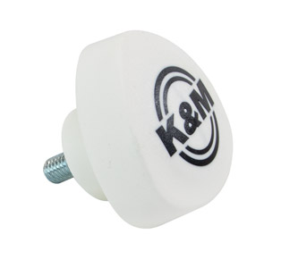 K&M 01-82-763-57 BOUTON DE SERRAGE M8 x 16/33mm, avec logo K&M, blanc