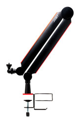 JOBY WAVO BOOM ARM BRAS MICRO pince étau, porte gobelet/casque, passe-câble, tête rotule, noir/rouge