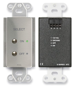 RDL DS-RT2 REMOTE Switch, on/off buttons, stainless steel