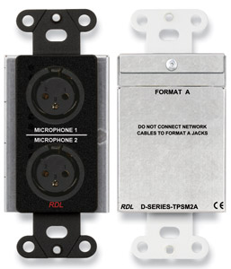 RDL DB-TPSM2A MICROPHONE PREAMPLIFIER Active, 2-channel, XLR input, Format-A, black
