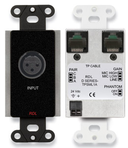 RDL DB-TPSML1A AUDIO SENDER Active single-pair, 3-pin XLR mic/line in, Format-A, black