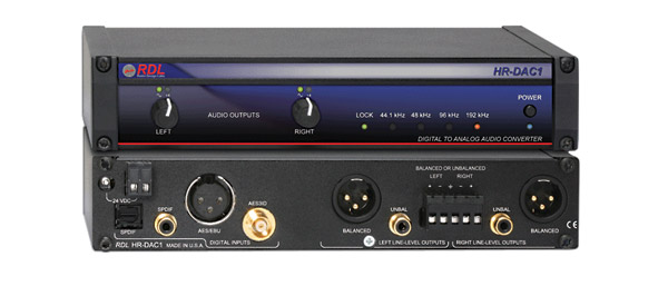 RDL HR-DAC1 CONVERTISSEUR N/A Audio, AES/EBU ou S/PDIF, demi-rack, 24-bit 192kHz