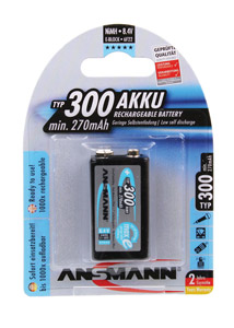 ANSMANN PILE 300mAh, 9V E-Block, NiMH, l'unité