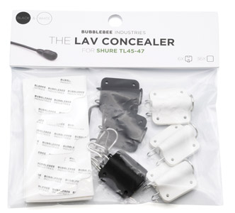 BUBBLEBEE LAV CONCEALER SUPPORT MICRO pour Shure TwinPlex TL45/TL46/TL47, noir/blanc, pack de 6