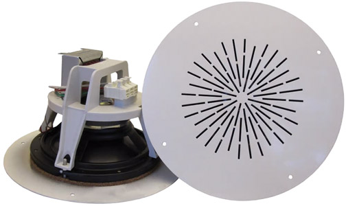 DNH B-620T HAUT-PARLEUR plafond, 6 pouces, 6W, grille métallique, blanc RAL9010, 70/100V