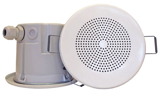 DNH BKF-560T HAUT-PARLEUR plafond, 5 pouces, 6W, grille métallique, blanc RAL9010, 70/100V