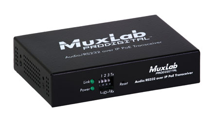 MUXLAB 500755 EXTENDEUR AUDIO émetteur/récepteur 2 canaux, sur IP, PoE, portée 100m