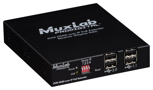 MUXLAB 500772-TX EXTENDER VIDEO émetreur, KVM HDMI sur IP, PoE, UHD-4K, portée 100m
