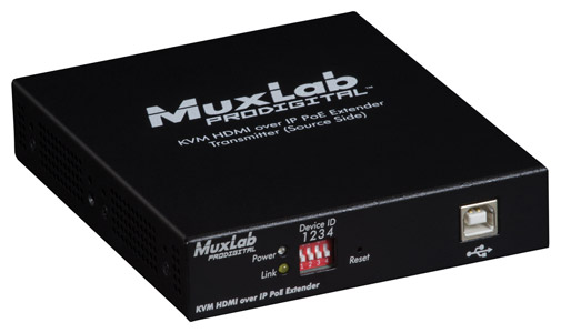 MUXLAB 500772-RX EXTENDER VIDEO récepteur, KVM HDMI sur IP, PoE, UHD-4K, portée 100m