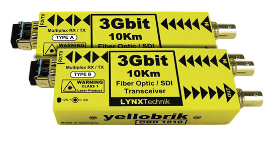 LYNX YELLOBRIK OBD 1810 EMETTEUR FIBRE OPTIQUE 3G/HD/SD-SDI, Bi-Direction, 1x SM LC, 10km, la paire