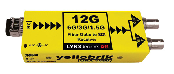 LYNX YELLOBRIK ORX 1400-LC RECEPT. FIBRE OPTIQUE 12G-4K UHD/6G/3G/1.5G-SDI, 1x SM LC, 1260-1620nm RX