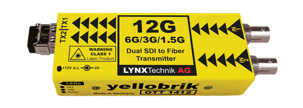 LYNX YELLOBRIK OTT 1412 EMETTEUR FIBRE OPTIQUE DOUBLE 12G-4KUHD/6G/3G/1.5G-SDI, 1310nm, 10km