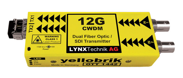 LYNX YELLOBRIK OTT 1442-FIBRE EMETTEUR DOUBLE 12G/6G/3G/1.5G-SDI, 2x SM CWDM (ss module SFP)