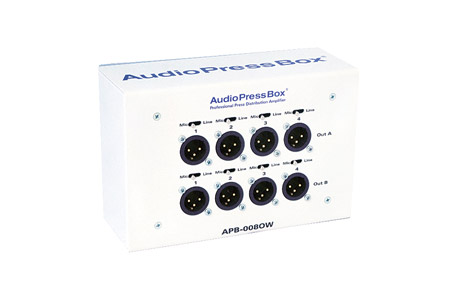AUDIOPRESSBOX APB-008 OW-EX EXTENS.SPLITTER fix.au mur, 2x E.unité comm., 2x 4 S.micro/ligne, blanc