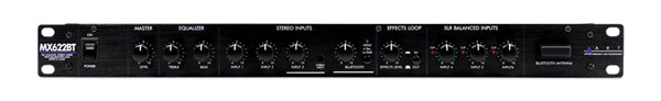 ART MX622BT MIXER 6 canaux, stéréo, entr./sort boucle effets, entr.Bluetooth, install.rack 1U